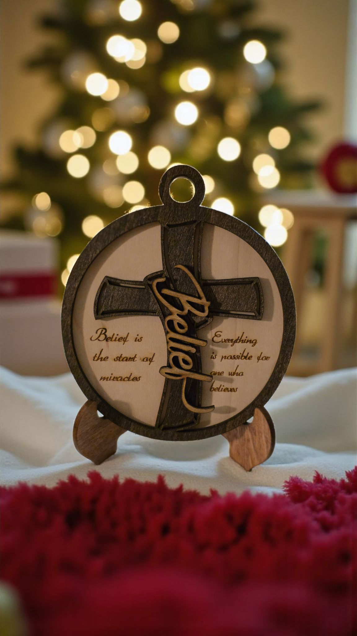 Belief Christmas Ornament – Multi-Layered Laser Cut Keepsake (3 5/8" x 4 1/4")