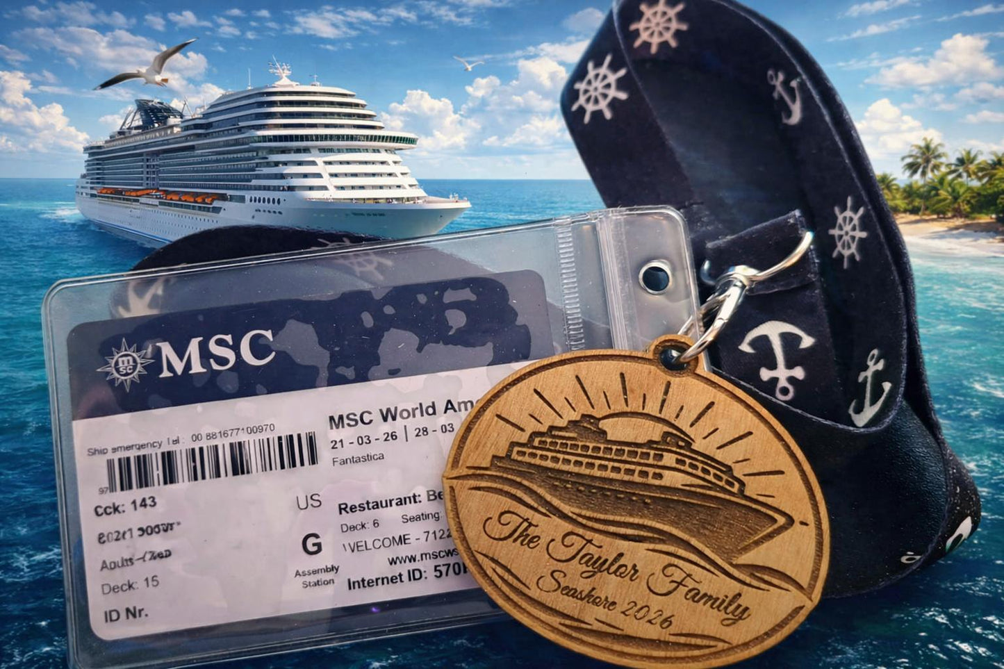 Personalized Cruise Sail Card Lanyard Tag