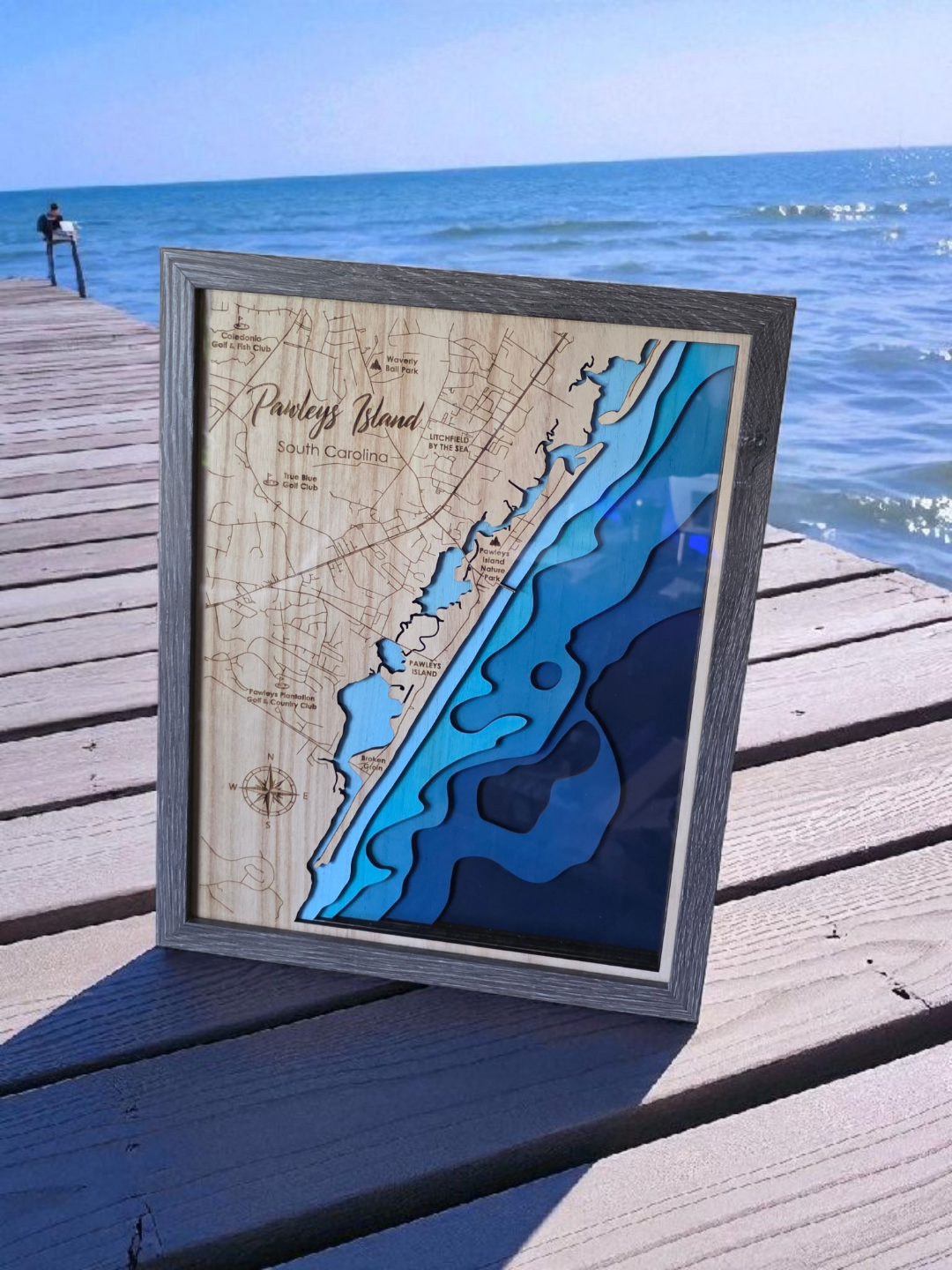 11"x14" Laser Cut Multi-Layered Map – Pawleys Island