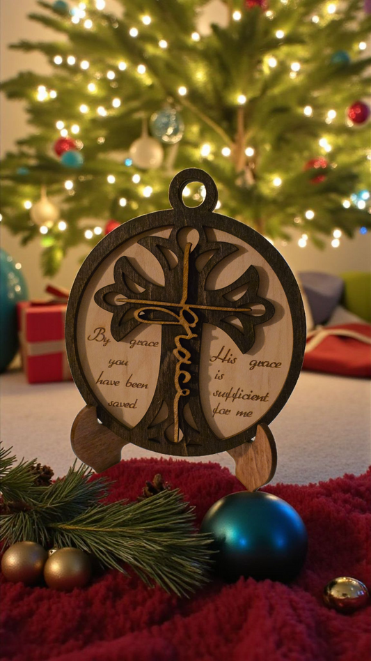 Grace Christmas Ornament – Multi-Layered Laser Cut Keepsake (3 5/8" x 4 1/4")