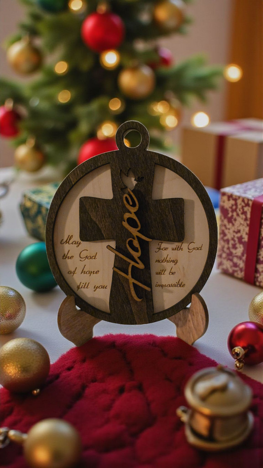 Hope Christmas Ornament – Multi-Layered Laser Cut Keepsake (3 5/8" x 4 1/4")