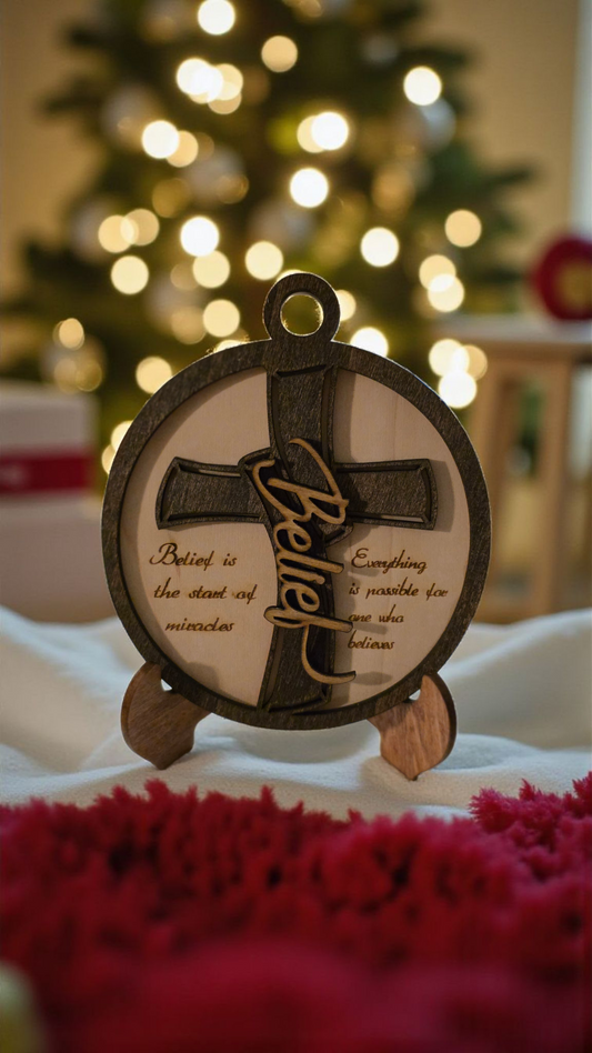 Belief Christmas Ornament – Multi-Layered Laser Cut Keepsake (3 5/8" x 4 1/4")