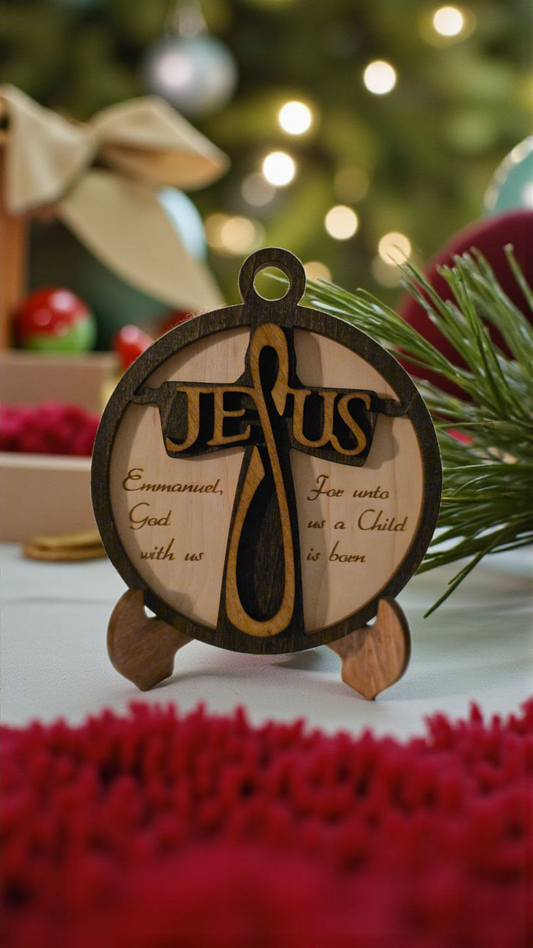 Jesus Christmas Ornament – Multi-Layered Laser Cut Keepsake (3 5/8" x 4 1/4")