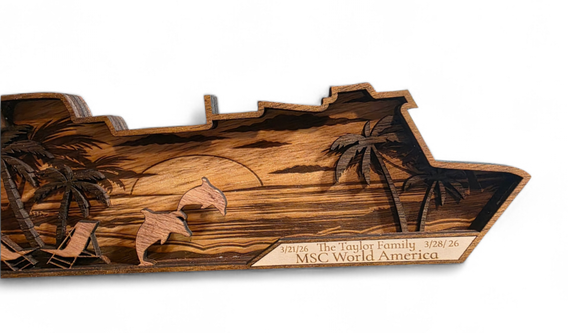 Laser‑Cut Cruise Ship Plaque – Personalized Keepsake