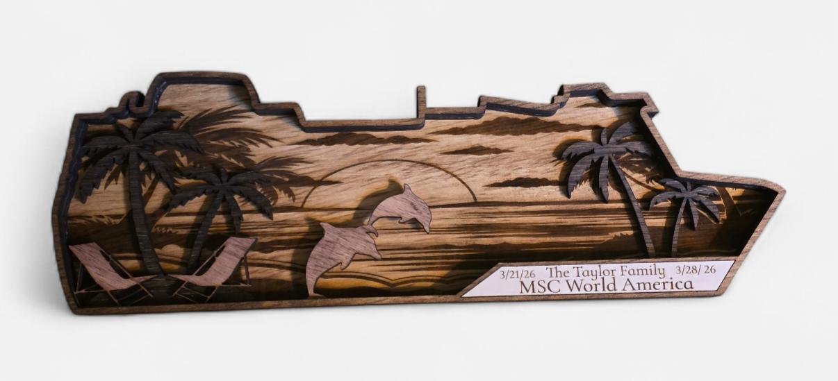Laser‑Cut Cruise Ship Plaque – Personalized Keepsake