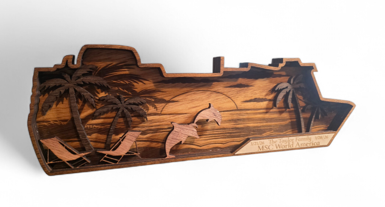 Laser‑Cut Cruise Ship Plaque – Personalized Keepsake