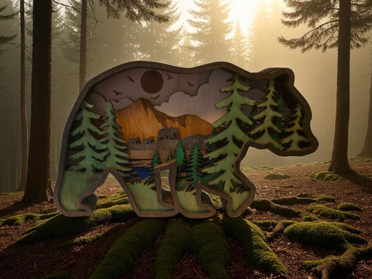"Nature Within" – Multilayered Laser-Cut Bear Art