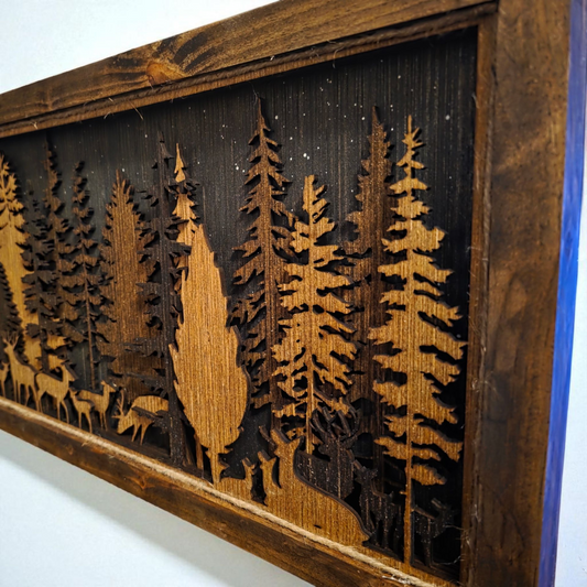 "Into the Timber" – Layered Laser-Cut Forest Scene (22.5" x 12.5")