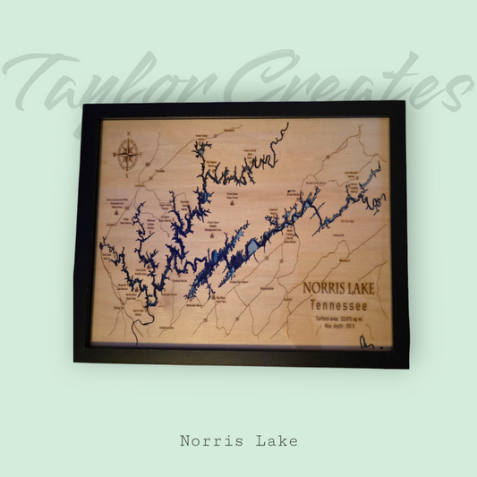 Engraved Norris Lake Map