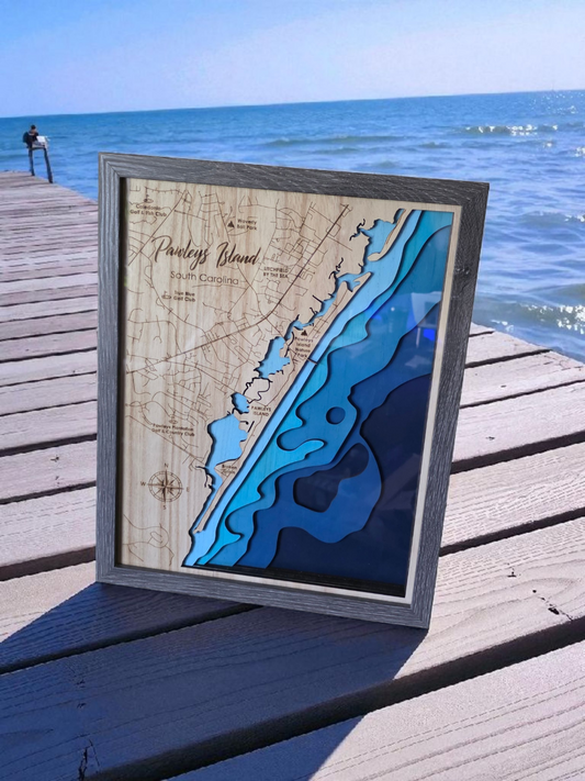 11"x14" Laser Cut Multi-Layered Map – Pawleys Island