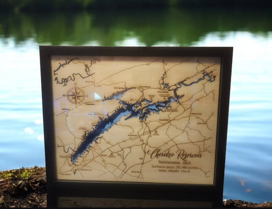 Engraved Cherokee Lake Map